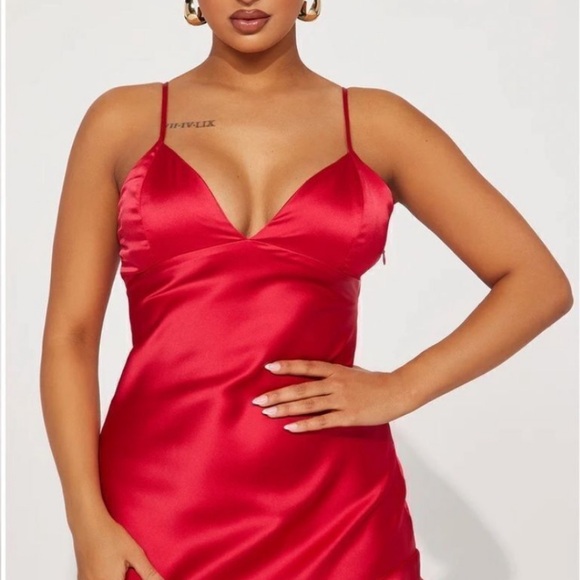 Fashion Nova Red Satin Dress - Picture 6 of 6
